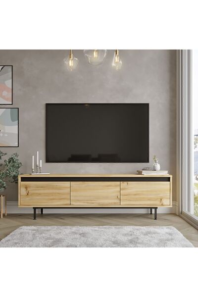 Yurupa Arya 160cm Tv Ünitesi TV Sehpası Metal Ayaklı Keçe-siyah ARY1-KL