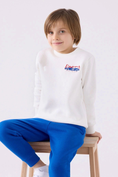 Rolypoly Boy's Cotton Cream Tracksuit Set