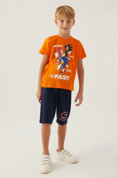 Sonic طقم كابري للأولاد بتصميم عصري - برتقالي
