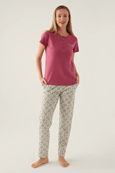 Arnetta Women's Purple Short Sleeve Pajama Set