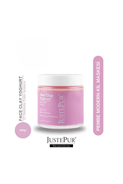 JUSTEPUR Face Clay Yoghurt Pembe Kil Maskesi Parlaklık Temizleme Aydınlatıcı Yumuşaklık Bakım Koruma100gr