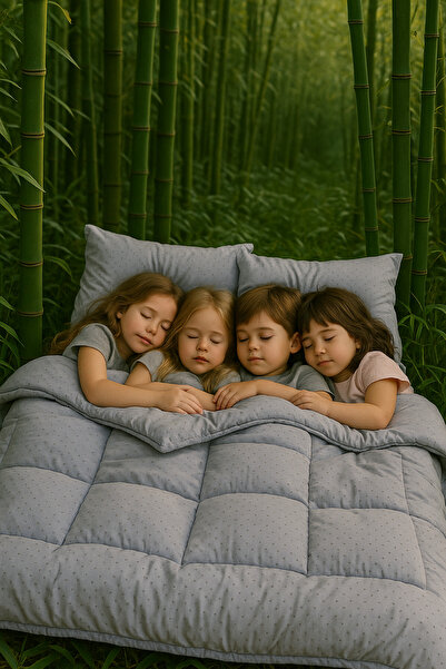 homewell %100 SAF BAMBU HİPOALERJENİK TEK KİŞİLİK UYKU SETİ GRİ