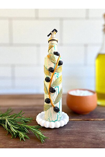 Mes Reves 500ml Clay Embossing Practice Mediterranean and Aegean Touch Handmade Olive Oil & Grape Vinegar Bottles, Ya