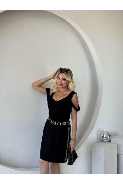 modamtn فستان نسائي بحمالات وكتف بارد ومفصل