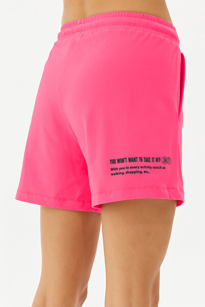 bilcee Women's Fuchsia Print Detailed 100% Cotton Pocket Short Casual and Sports Shorts 0102