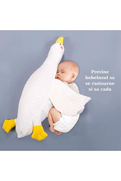 ILA PRODUCT Ergonomic baby pillow, goose shape, colic and regurgitation, 3D massage, white-orange