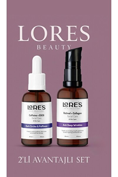 Lores Beauty Lores 2li Serum Seti Göz Altı Yüz Serumu Caffeine Egcg Retinol C...
