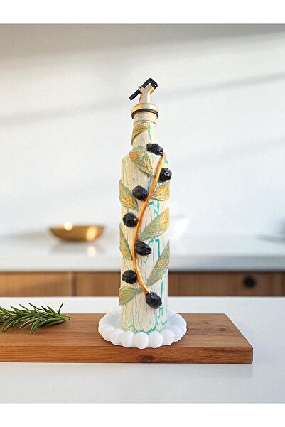 Mes Reves 500ml Clay Embossing Practice Mediterranean and Aegean Touch Handmade Olive Oil & Grape Vinegar Bottles, Ya