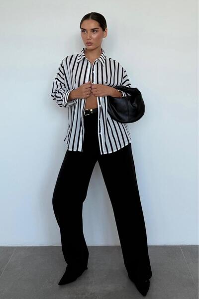 Madmext Siyah Yüksek Bel Kadın Palazzo Pantolon MG2506