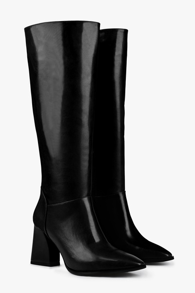 Shoeberry Dámské černé kožené kozačky Tiago