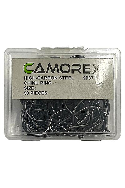 CAMOREX HIGH CARBON STEEL - CHINU RING - BLACK NIKEL - 50'Lİ PAKET - DELİKLİ ÇAPRAZ İĞNE