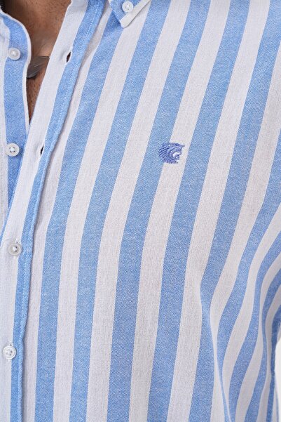 Catto Peak Ανδρικό πουκάμισο από 100% βαμβάκι με κανονική εφαρμογή με κεντημένες ρίγες από βαμβάκι