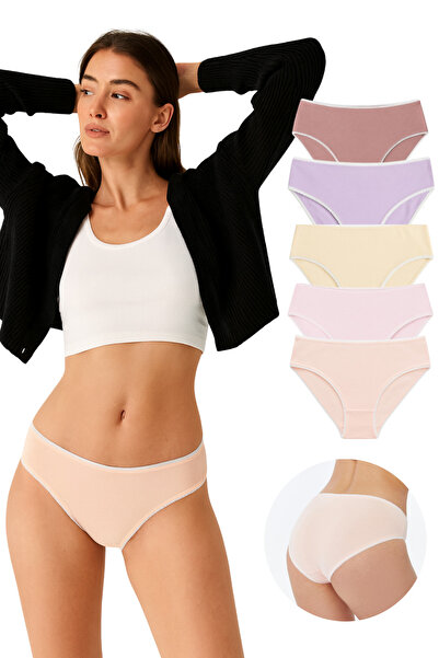 PAMORA طقم سراويل داخلية نسائية مكون من 5 قطع - 95% قطن 5% إيلاستين | ملابس داخلية ناعمة ومرنة