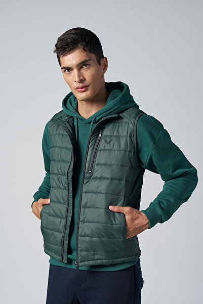 bilcee Унісекс зелений жилет без рукавів із застібкою-блискавкою та кишенями 1268