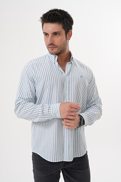 Catto Peak Ανδρικό ριγέ πλυμένο 100% βαμβακερό κανονικό ανδρικό πουκάμισο