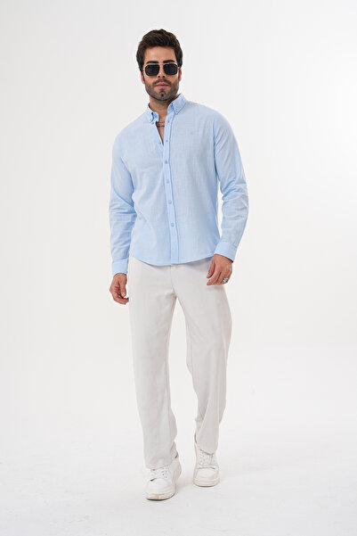 Catto Peak Чоловіча сорочка з 100% бавовни, що пропускає повітря, вбирає піт, з вишивкою, прямого крою