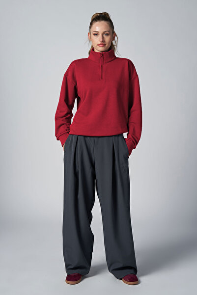 bilcee Peak Дамска червена суитшърт с качулка и цип 7012