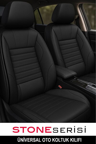 GM-DESIGN Stone Üniversal Deri Oto Koltuk Kılıfı - Bel Destekli -  5 Koltuk T...