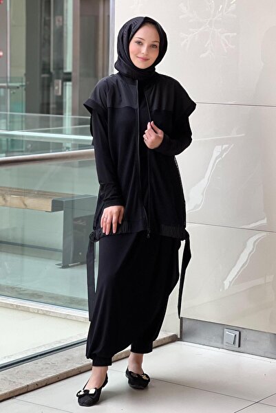 Nurcan Çetin File Detailed Jacket Tunic Shalwar Triple Set