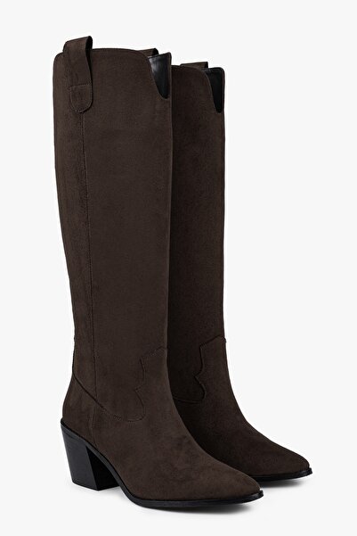 Shoeberry Rebel Γυναικείες Μπότες Cowboy Suede - Bitter Brown