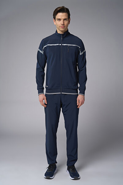 bilcee Erkek Lacivert Dik Yakalı Likralı Pamuklu Eşofman Takımı  3973