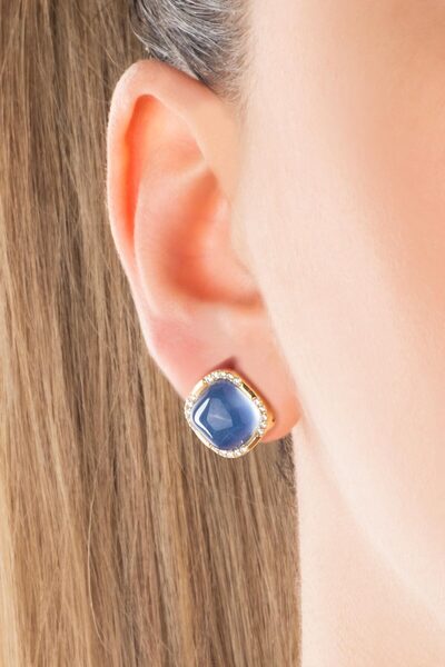 So CHIC... Büyülü Safir 18 Ayar Sarı Altın Kaplama Gümüş Küpe