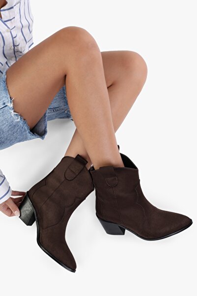 Shoeberry Dámské semišové kovbojské boty Vega Bitter Brown