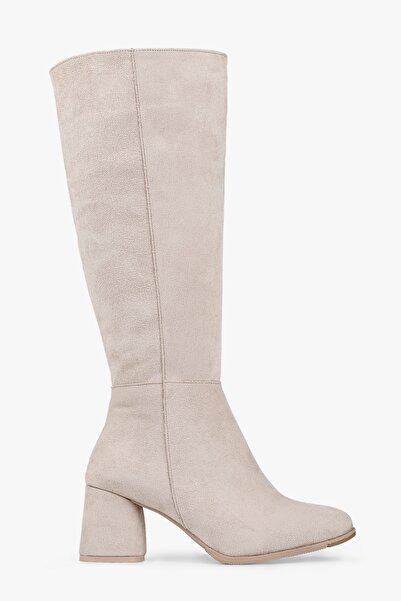 Shoeberry Női Kiella bézs velúr sarkú csizma bézs velúr