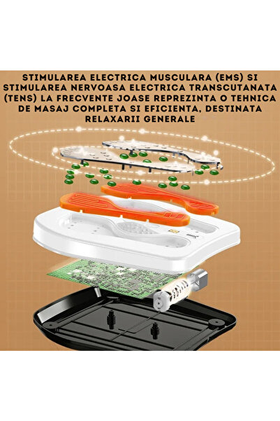 ILA PRODUCT Aparat masaj picioare, 5 moduri, 9 trepte viteza, compresie calda, EMS&TENS, alb