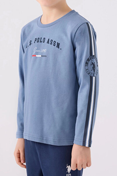 U.S. Polo Assn. Erkek Çocuk Mavi Uzun Kol Pijama Takım
