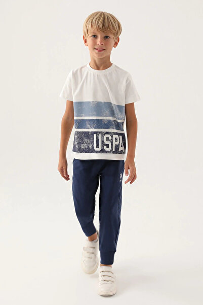 U.S. Polo Assn. Boy's Waiter Cream Short Sleeve Pajama Set1722