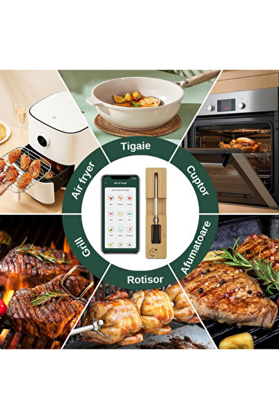 ILA PRODUCT Termometru bucatarie inteligent, Bluetooth, IPX7, carne si bauturi, masurare rapida