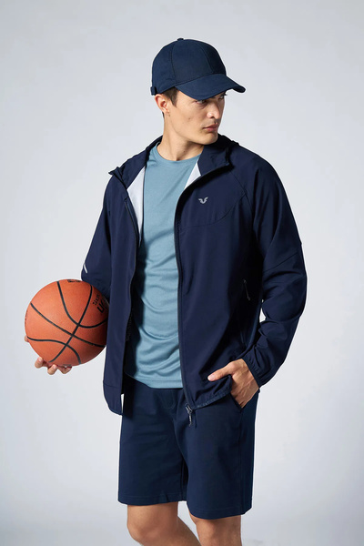 bilcee Чоловічий синій тренувальний куртка з капюшоном на блискавці 0727