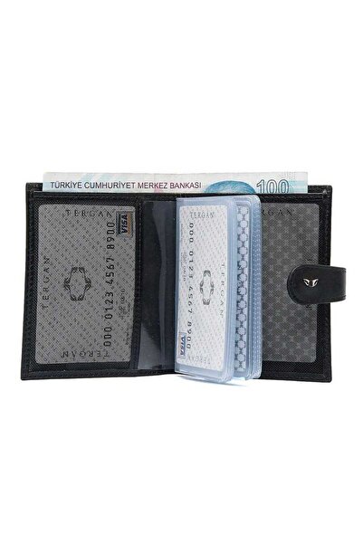 Tergan Μαύρη θήκη πιστωτικής κάρτας από γνήσιο δέρμα Unisex - S1KK00001323-B06