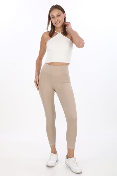 ELBA STİL Γυναικείο πλεκτό κολάν με φλις εσωτερικά και κρεμ χρώμα