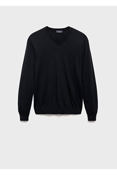 MANGO Man %100 merinos yünü V yaka kazak
