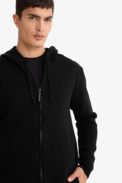 DeFacto Relax Fit Kapüşonlu Fermuarlı Triko Hırka F3831AX25AU