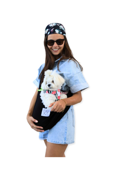 Oli and Lui Siyah Köpek Taşıma Çantası (Pet Sling – Ana Kucağı)