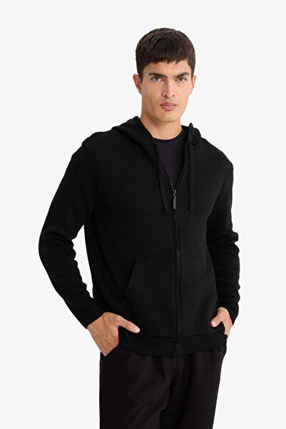 DeFacto Relax Fit Kapüşonlu Fermuarlı Triko Hırka F3831AX25AU