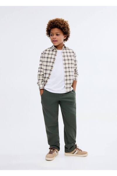 MANGO Kids İpli pamuklu jogger pantolon