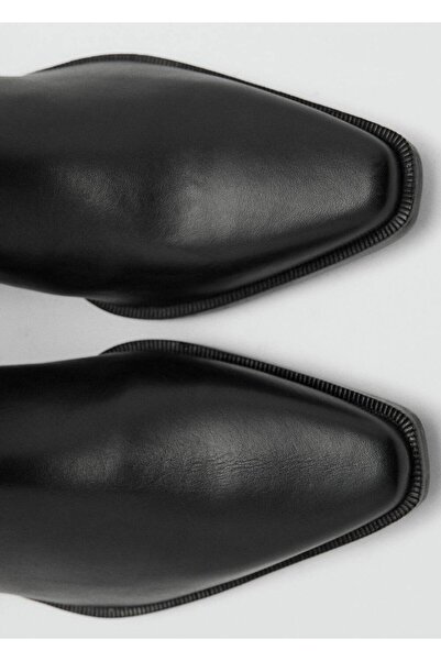 Mango Teen Topuklu deri yarım bot