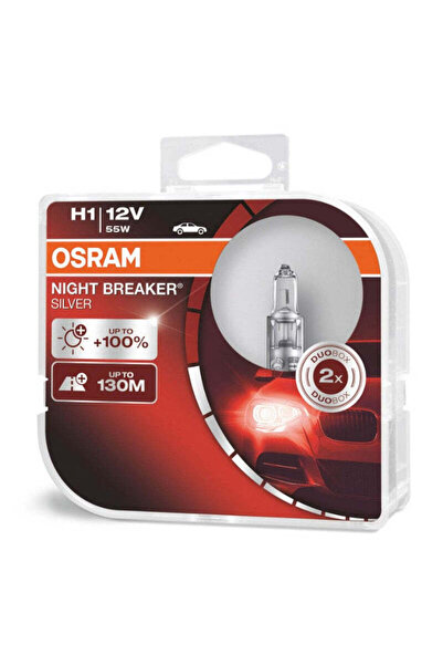 OEM Bec halogen Osram H1 12V 55W P14,5S Night Breaker Argintiu +100%