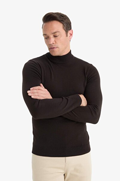 DeFacto Slim Fit Dar Kesim Balıkçı Yaka Basic Düz Triko Kazak R1127AZ25WN