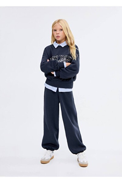 MANGO Kids İşlemeli pamuklu sweatshirt