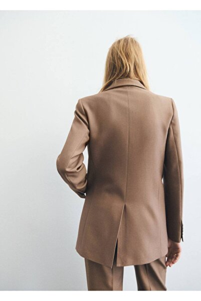 MANGO Woman Yün karışımlı cepli kumaş blazer ceket