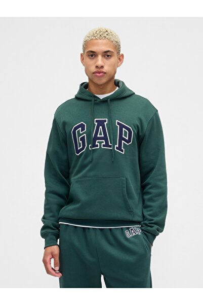 GAP Erkek Koyu Yeşil Logo Relaxed Fleece Sweatshirt
