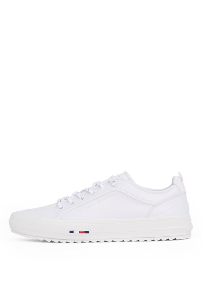 Tommy Hilfiger Erkek Rahat Kaydırmaz Taban Dikiş Detaylı Deri Beyaz Sneaker FM0FM05452-YBS