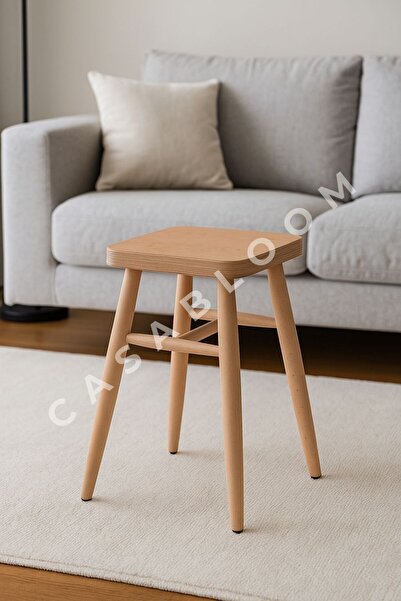 Casabloom Ahşap Kare Kayın Tabure 45 cm 2 Adet