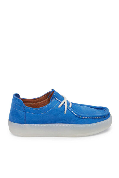 Tergan Mavi Hakiki Nubuk Deri Kadın Loafer - K24i1ay67501-k25