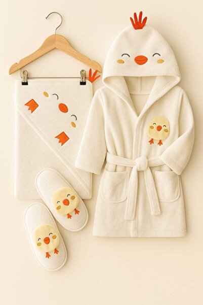 Baharda Nova طقم مناشف ونعال للأطفال مصنوع من القطن بنسبة 100%، مكون من 3 قطع